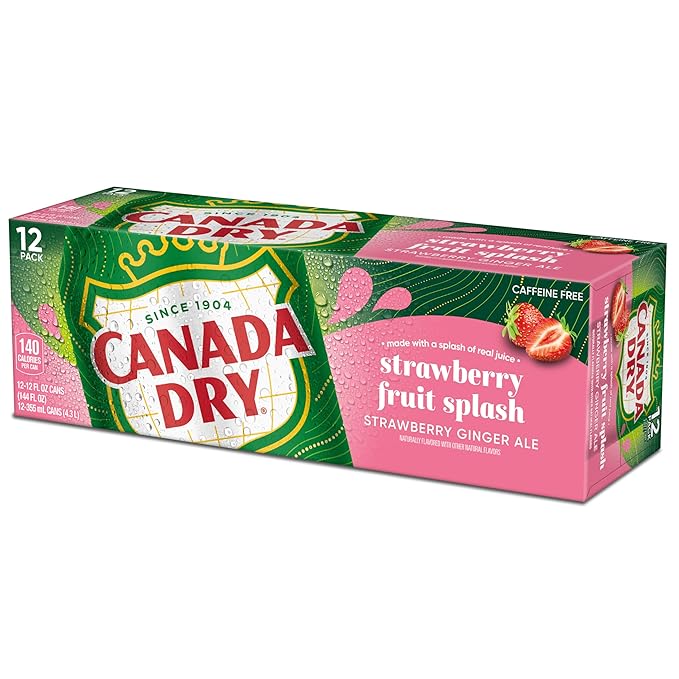 Canada Dry Fruit Splash Strawberry Ginger Ale Soda 12 fl oz cans 12 pack