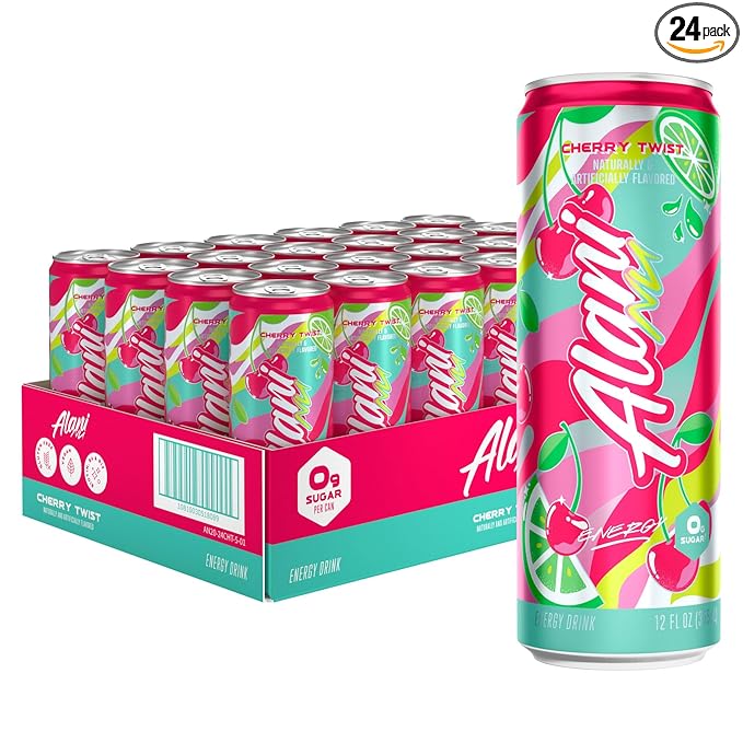Alani Nu CHERRY TWIST Ice Sugar Free Low Calorie Energy Drinks | 200mg Caffeine | Antioxidants | Biotin B Vitamins | Zero Sugar | 15 Calories or Less | 12 Oz Cans | 24 Count
