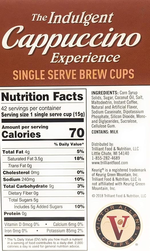 Victor Allen Indulgent White Chocolate Caramel Cappuccino Single Serve Cups - 42 Count