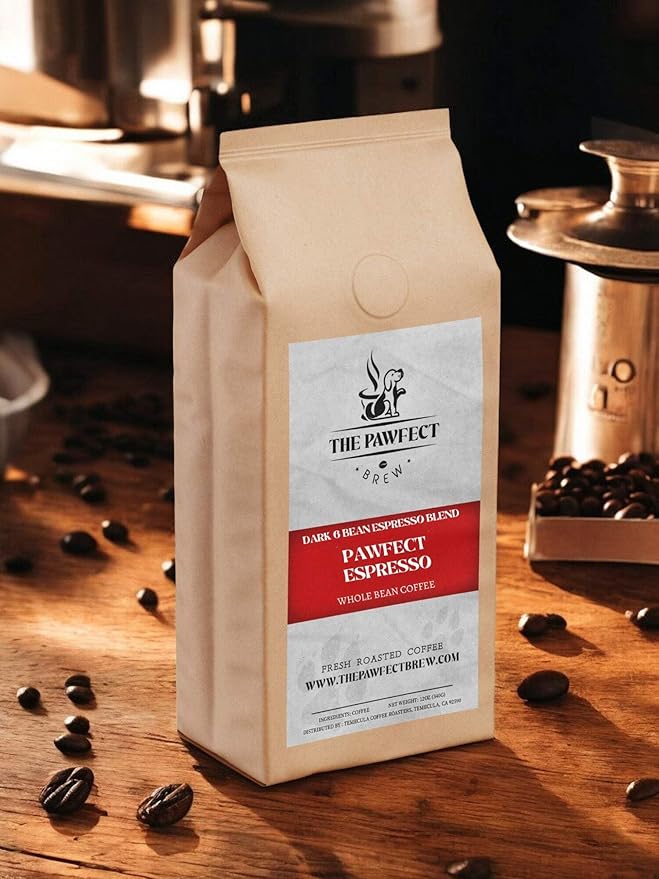 Dog Lovers Coffee – Pawfect Espresso Blend by The Pawfect Brew | Dark Roast Ground Coffee 12 oz | Roasted to Order | 25% Profits Donated to Animal Rescue