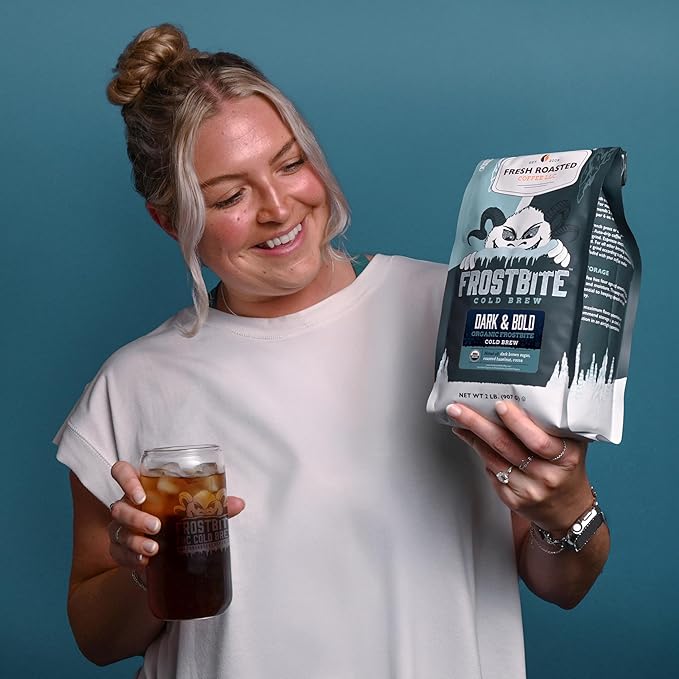Fresh Roasted Coffee Organic Dark &amp Bold Frostbite Cold Brew | USDA Kosher | Dark Roast | 2 lb Coarse Ground