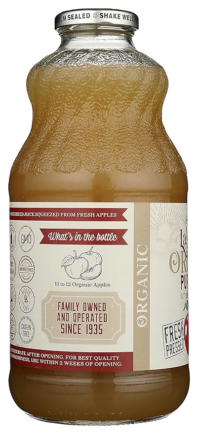 Lakewood Organic Apple Juice 32-Ounce Bottles (Pack of 6)