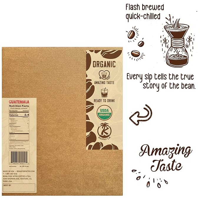 Better Than Cold Brew Coffee - Guatemala 3L (101 Fl Oz) Bag in Box with Tap | Premium Single-Origin Coffee Smooth &amp Rich Flavor | Eco-Friendly Packaging