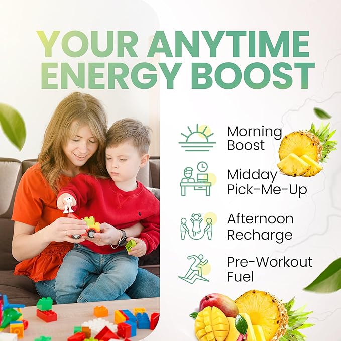 Energy Drink Powder - Energy Boost Drink Mix - Sugar-Free Energy with Antioxidants - Morning Kickstart and Sports Nutrition Endurance Product - 30 Servings 8 Ounces (Tropical Fusion)