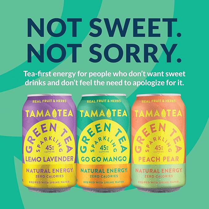 Unsweetened Sparkling Green Tea by Tama Tea - Organic Iced Green Tea Variety Pack Zero Calories &amp Zero Carbs | 45mg Caffeine No Artificial Ingredients 12 oz (12-Pack)