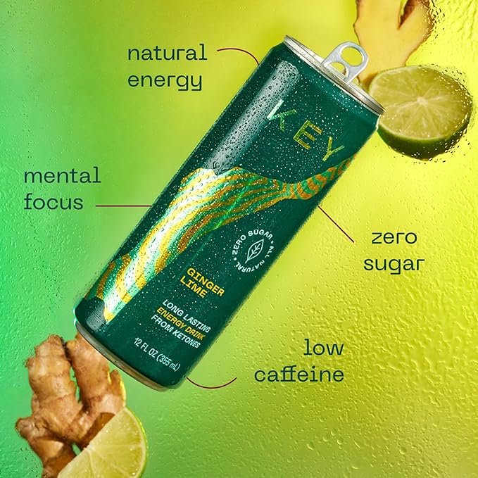 KEY 24-Pack Combo Bundle - Pineapple Passionfruit 12pk &amp Ginger Lime 12pk - Sugar Free All Natural Long Lasting Energy Optimal Green Tea Caffeine &amp L-Theanine for Mental Focus