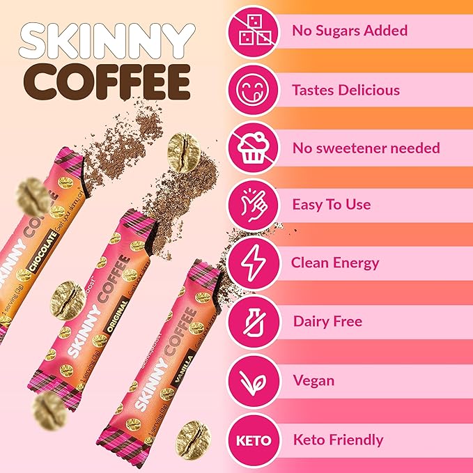 Skinny Boost 3 Pack Original Skinny Coffee - Helps in Instant Weight Loss &amp Detox Coffee - All Natural Sugar Free Vegan &amp Paleo Friendly