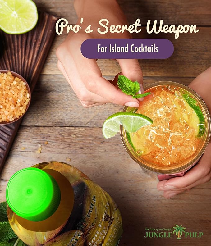 Jungle Pulp Passion Fruit Puree Costa Rica Blend Topping Flavoring Better Than Syrup For Cocktails Pastries Smoothies and Cooking 33.8oz/1 Liter.