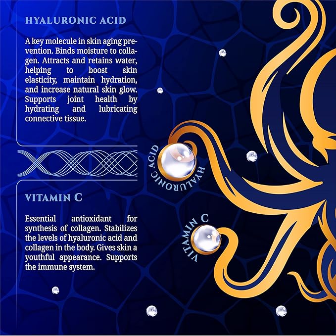 Marine Collagen Peptides Capsules with Hyaluronic Acid Coenzyme Q10 Vitamin C - Preserve Beauty and Youth - Promote Firm Skin Strong Nails&ampHair Healthy Joints 90 Capsules 1 Month Supply