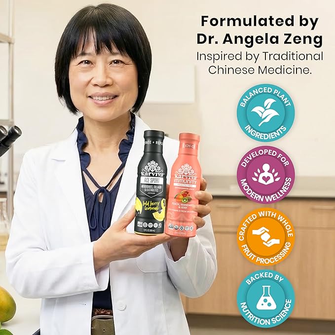 Karviva Organic Juice Cleanse for Glowing Skin Digestive Support &amp Craving Control with Sprouts Herbs &amp Marine Collagen – Low Sugar Prebiotic Fiber Antioxidants &amp Vitamins – 6 BPA-Free