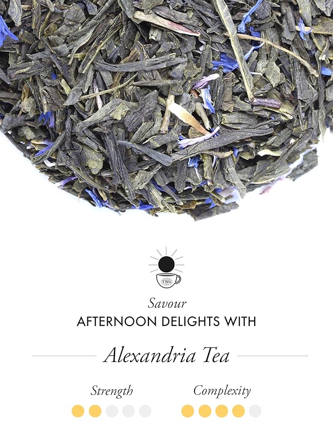 TWG Tea | Alexandria Tea | Green Tea | Mint &amp Corn Flowers | 15 Hand Sewn Cotton Teabags | Gift Set