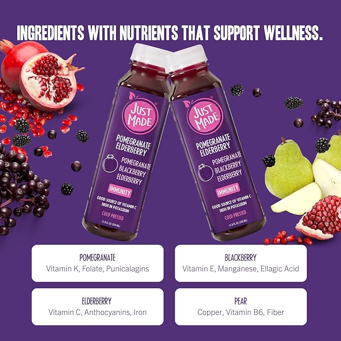 JUST MADE JUICE Pomegranate Elderberry Juice 11.8 FZ