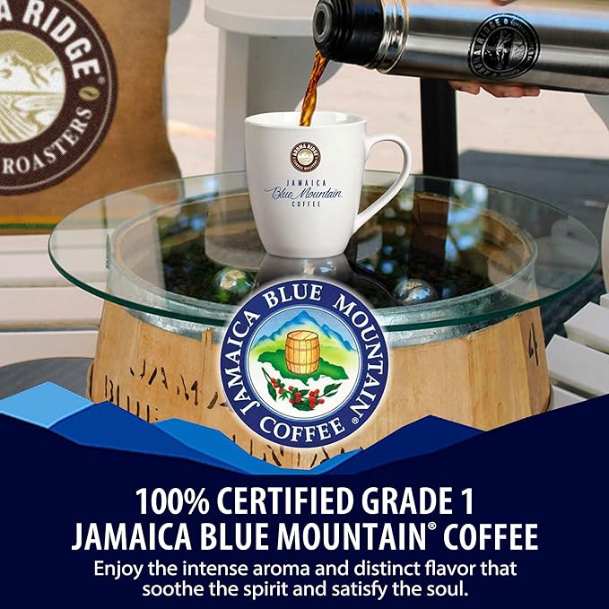 Jamaica Blue Mountain Ground Coffee | 1 LB Coffee Medium Roasted - Certified and 100% Wallenford Authentic Jamaican Blue Mountain Coffee Beans with a Smooth Milk Chocolate Finish | Grade 01 | Aroma Ri
