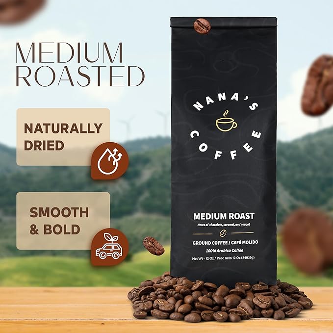 Nana’s Coffee Low Acid Organic Coffee Beans 12 Oz (Pack of 3) Single Origin Dominican Republic Smooth &amp Stomach Friendly Medium Roast