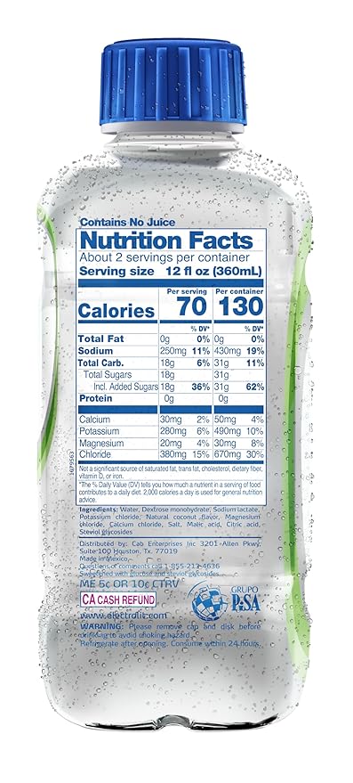 Electrolit Electrolyte Beverage Coconut 21 Fl Oz bottle (Pack of 12)