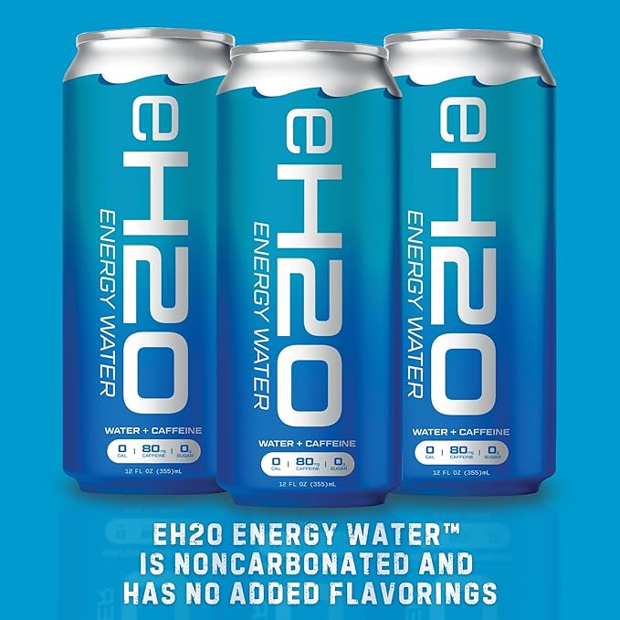 eH2O Energy Water - Tastes Like Water 80mg Natural Caffeine 0 Calories 0g Sugar 2 Ingredients Caffeine Water Clean Energy Drink Alternative 12 Pack - 12 Fl Oz