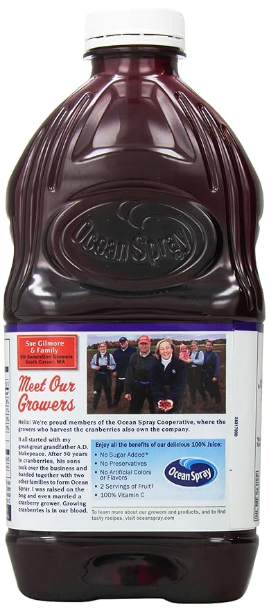Ocean Spray 100% Juice Cranberry Concord Grape 60 Ounce Bottles (Pack of 8)