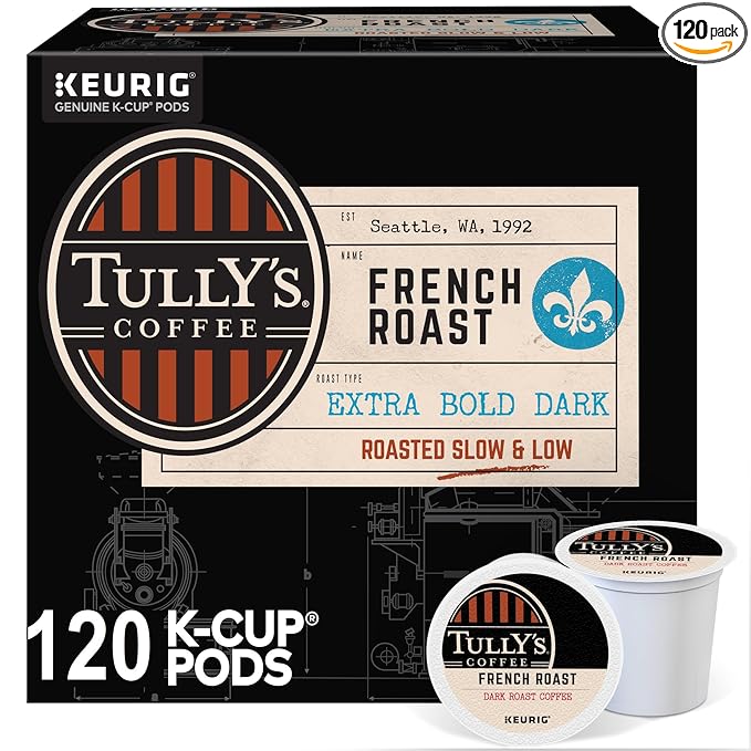 Tully's Coffee French Roast Single-Serve Keurig K-Cup Pods Dark Roast Coffee 120-Count (5 Boxes of 24 Pods)