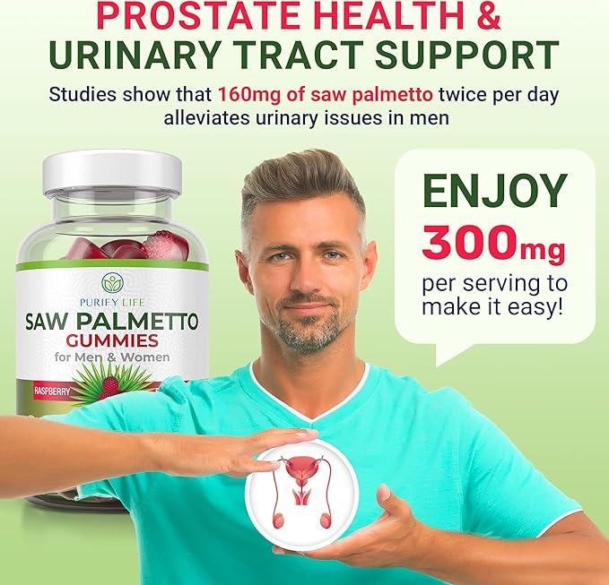 Sugar-Free Saw Palmetto Gummies for Men &amp Women - Saw Palmetto Extract Supplement for Hair Appearance Hormone Balance &amp Prostate Wellness - Vegan Pectin Formula Non-GMO Gluten Free - 60 Cou