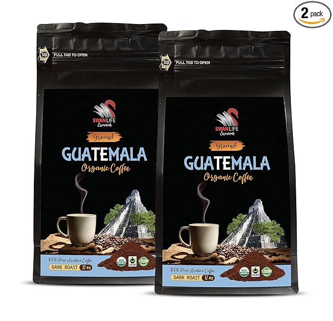 coffee ground - GUATEMALA GROUND COFFEE ORGANIC arabica dark roast low acidity fair trade - arabica coffee beans 2 Bags (24 Oz)