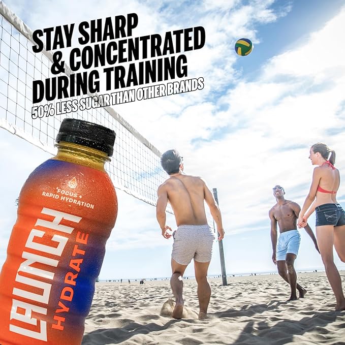 Sports Drink: Orange Flavor - 16.9 Oz (12 Pack) Energy Drink + Hydration Real Cane Sugar Electrolytes Cognizin for Focus Vitamin B12 Energy Boost L-Glutamine Hydration Formula No Artificial Swe