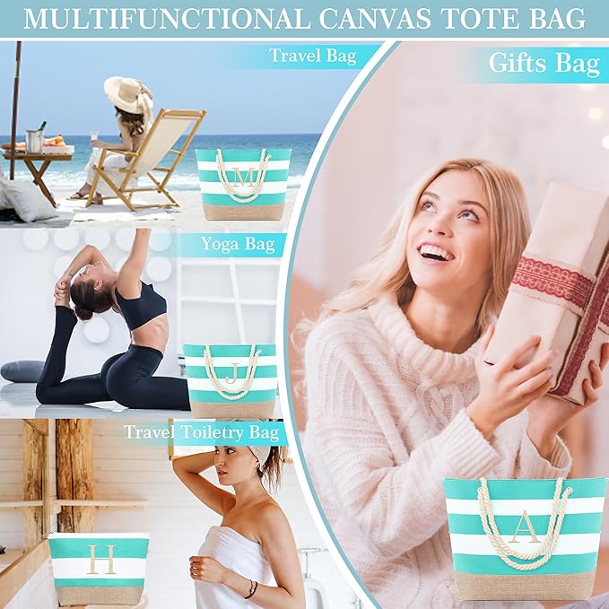 YOOLIFE Beach Bags for Women - Travel Canvas Beach Tote Pool Waterproof Bag Travel Essentials Gifts for Women Birthday