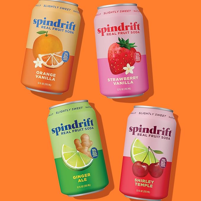 Spindrift Soda Variety Pack with Real Squeezed Fruit 12 Pack Case