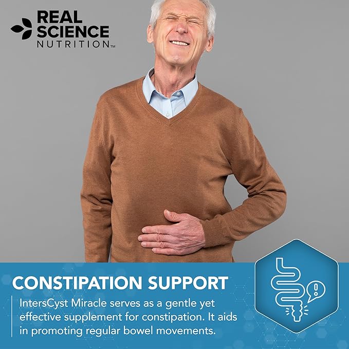 Real Science IntersCyst Miracle – All Natural Supplement for Interstitial Cystitis Relief and Constipation with Vitamins C D B12 &amp K + Nitric Oxide Support – Bladder &amp Kidney Health Support