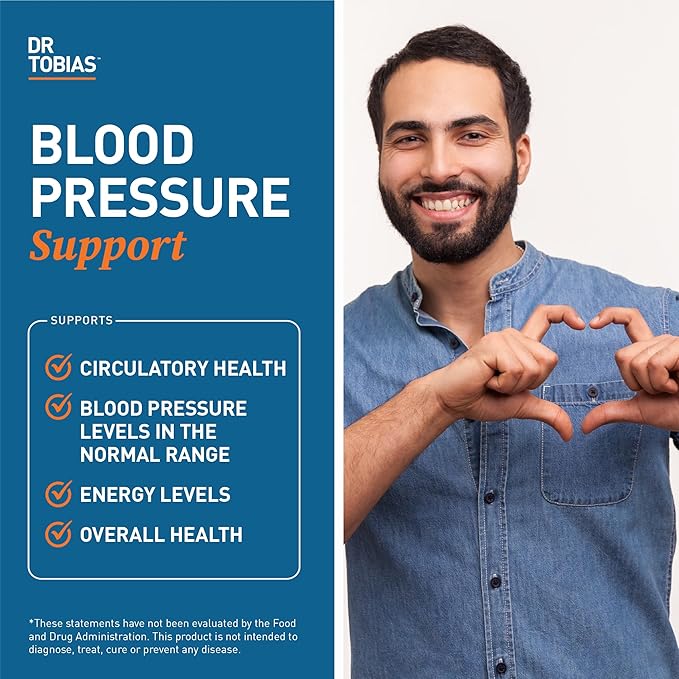Dr. Tobias Blood Pressure Support Supplement with Hawthorn Hibiscus Flower Olive Leaf &amp Garlic Supports Normal Circulatory Health with Vitamins C B6 B12 Niacin Folate &amp Herbs 90 Capsul