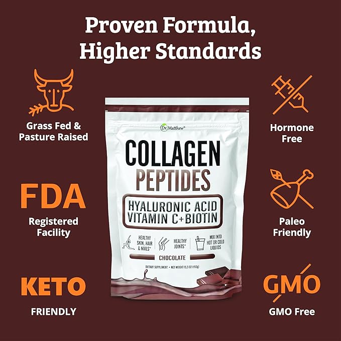 Chocolate Collagen Powder. Collagen with Hyaluronic Acid and Vitamin C. Chocolate Collagen Peptides Powder Chocolate. Collagen with Vitamin C &amp Biotin for Hair Skin Nails Joint. Keto Type 1 an
