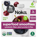 Noka Superfood Fruit Smoothie Pouches Cherry Acai Healthy Snacks with Flax Seed Plant Protein and Prebiotic Fiber Vegan and Gluten Free Snacks Organic Squeeze Pouch 4.22 oz 6 Count