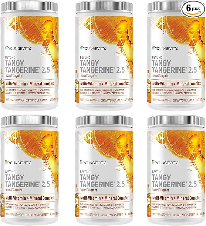Youngevity Beyond Tangy Tangerine 2.5 Tropical Tangerine Ultimate Multi-Vitamin &amp Mineral Complex - Made With Natural &amp Whole Foods | 8000 ORAC (6)