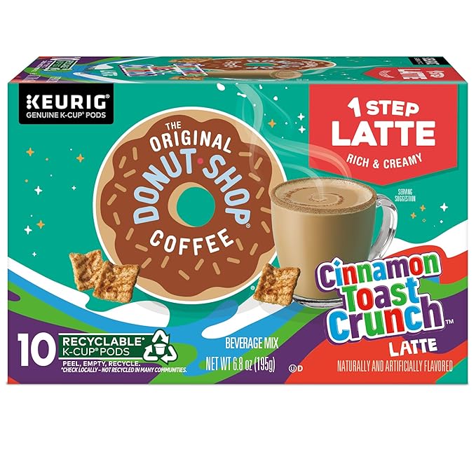 The Original Donut Shop Cinnamon Toast Crunch One-Step Latte Keurig Single Serve K-Cup Pods 60 Count (6 Packs of 10)