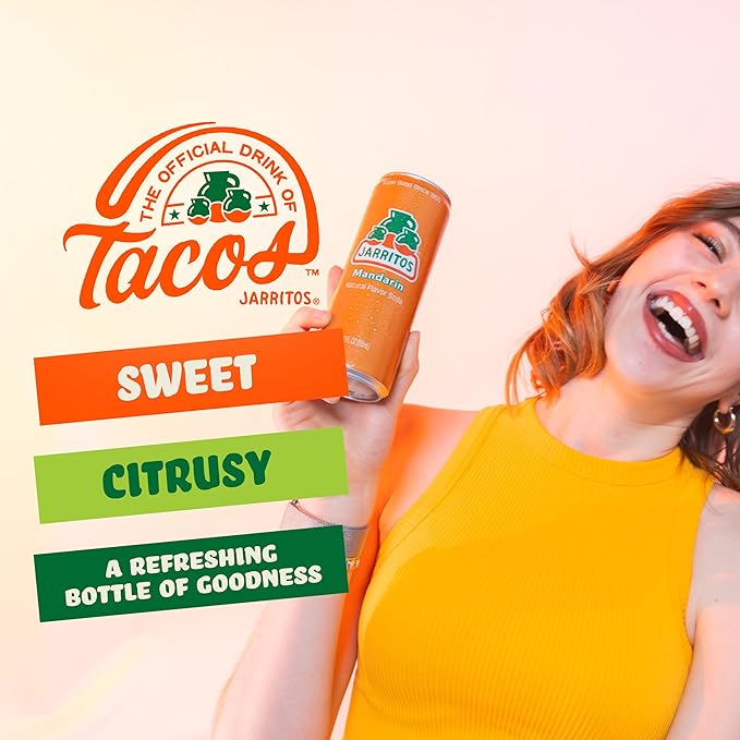 Jarritos Variety Pack of 16-12 oz Cans Authentic Mexican Soft Drink 8 Cans of Refreshing Mandarin Flavor and 8 Cans of Refreshing Pineapple Flavor
