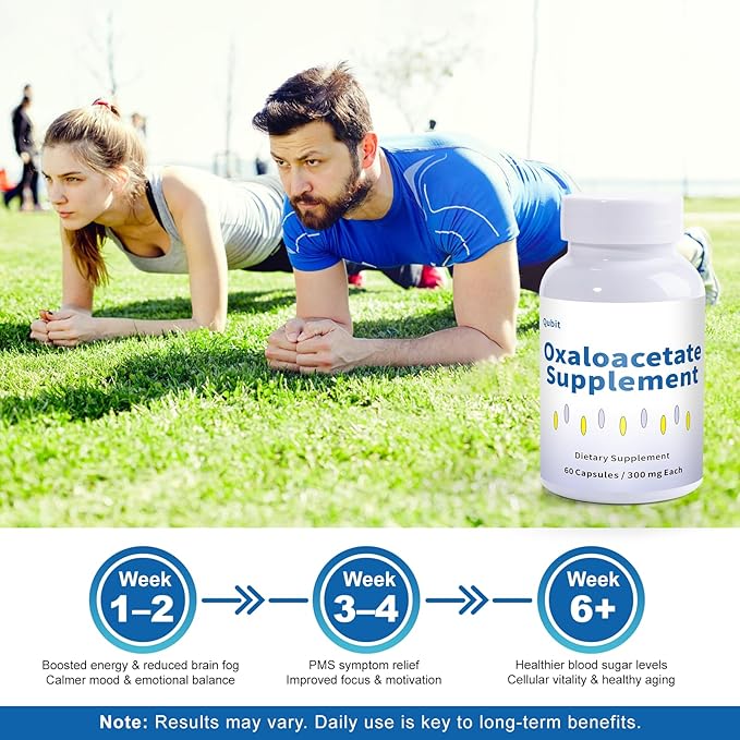 QUBIT Oxaloacetate Supplement (60 Capsules) – Cellular Energy &amp Focus PMS &amp Mood Support – with Vitamin C – Helps Healthy Glutamate Levels Reduces Fatigue &amp Brain Fog