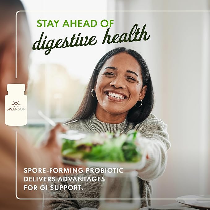 Swanson Bacillus Coagulans Spore-Form Probiotic for Adults Seeking Shelf-Stable Digestive Support with 6 Billion CFU - Acid-Resistant (60 Vegan Capsules 4 Pack)