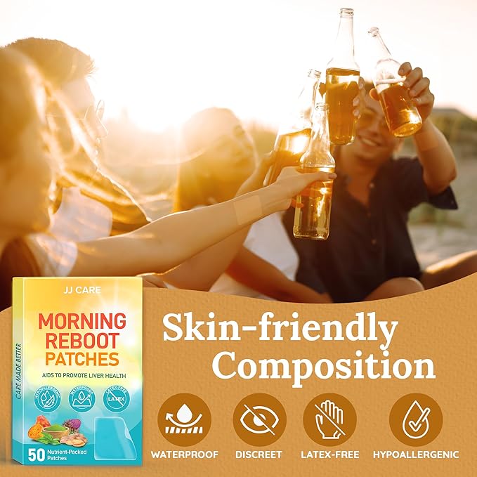 JJ CARE Morning Reboot Patch 50 pcs Individually Wrapped (with 7 pcs B12) Wake Up with EaseBest Before &amp Post Party Skin-Friendly Recovery Formula