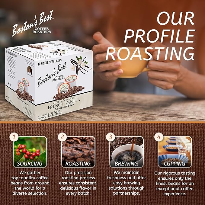 Boston’s Best – French Vanilla Flavored – Medium Roast – Single Serve Coffee Pods Compatible with Keurig Brewers – 42 Pods