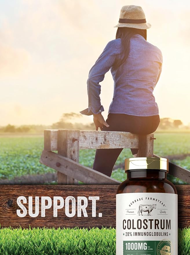Carlyle Colostrum Capsules | 1000mg | 250 Count | 20% IGG | Non GMO Gluten Free Supplement | by Herbage Farmstead