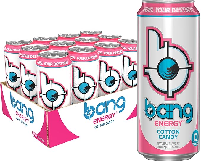 Bang Energy Cotton Candy Sugar-Free Energy Drink 16-Ounce | Pack of 12