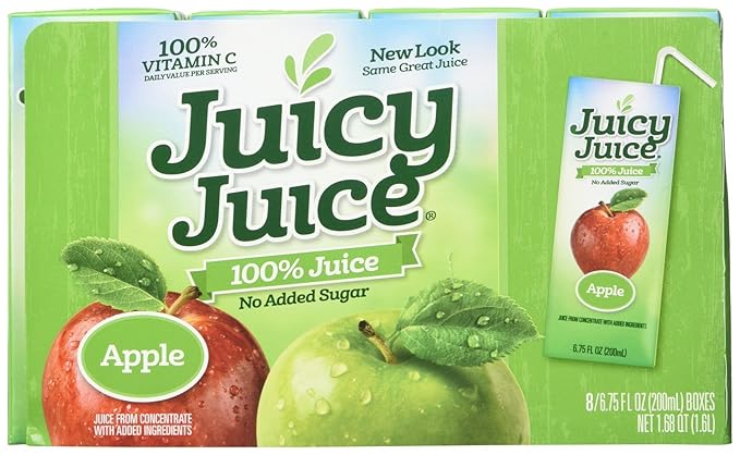 Juicy Juice Slim 8 Pack Apple 6.75 Ounce Boxes (Pack of 4)