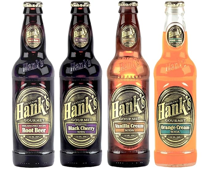 [Pack of 12][4 Flavor] Hank's Gourmet Sodas Variety Pack (Root Beer Orange Cream Vanilla Cream Wishniak Black Cherry) - 12 Fl Oz