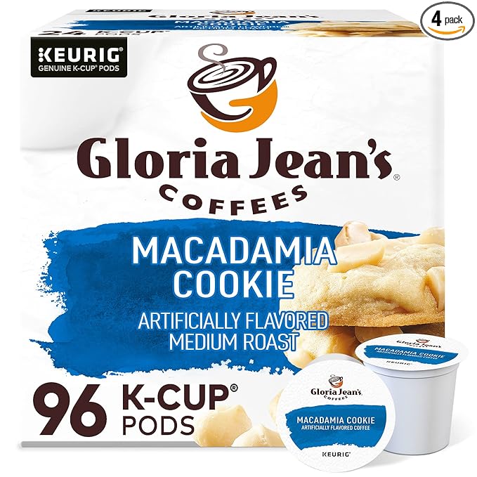 Gloria Jean's Macadamia Cookie Keurig Single-Serve K-Cup Pods Medium Roast Coffee 96 Count
