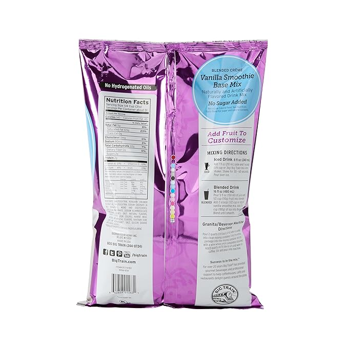Big Train Blended Crème No Sugar Added Vanilla Smoothie Base Mix 3.5 Pound (Pack of 1)