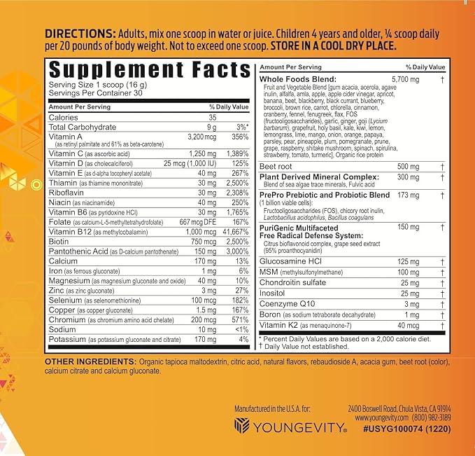 Youngevity Beyond Tangy Tangerine 2.5 Tropical Tangerine Ultimate Multi-Vitamin &amp Mineral Complex - Made With Natural &amp Whole Foods | 8000 ORAC (3)