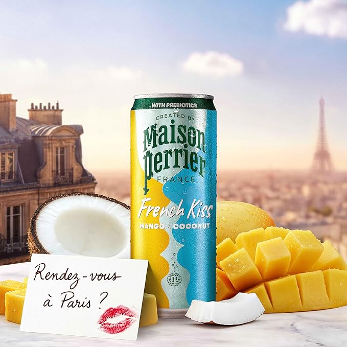 Maison Perrier French Kiss Sweetened Sparkling Juice Beverage Mango &amp Coconut Flavors With Real Fruit Juices 24Pk