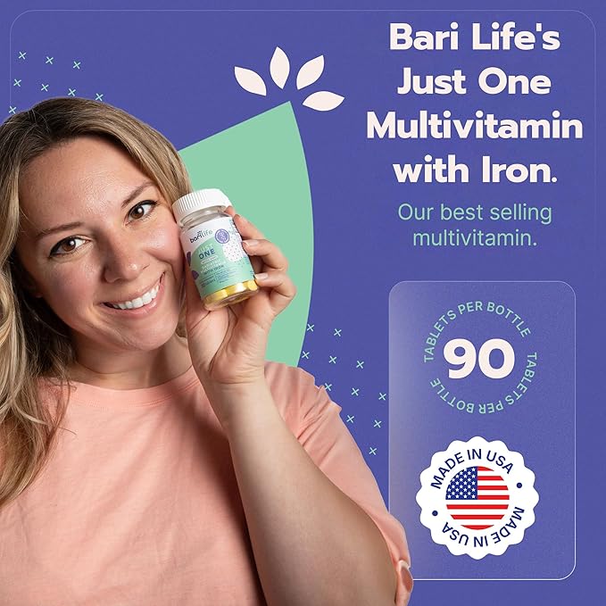 Just One - Once Daily Bariatric Multivitamin with Iron 90 Count for Gastric Sleeve and Gastric Bypass