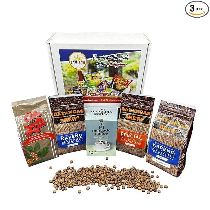 Batangas Kapeng Barako Gift Set Premium Filipino Coffee Beans &amp Ground Brew Strong Barako from Batangas (300g Cafe De Lipa Regular Special Whole Beans &amp Mercado)