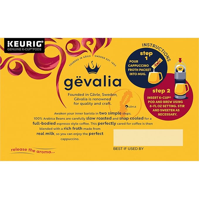 Gevalia Kaffe 2-Step K-Cup &amp Froth Packets (Cappuccino Espresso) 6 Count (Pack of 3)