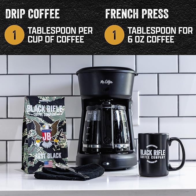 Black Rifle Coffee Company Just Black 5 lb Bag Ground Coffee Medium Roast - Roasted Blend Made from Arabica Beans - Colombian &amp Brazilian Beans - Veteran Founded &amp American Made